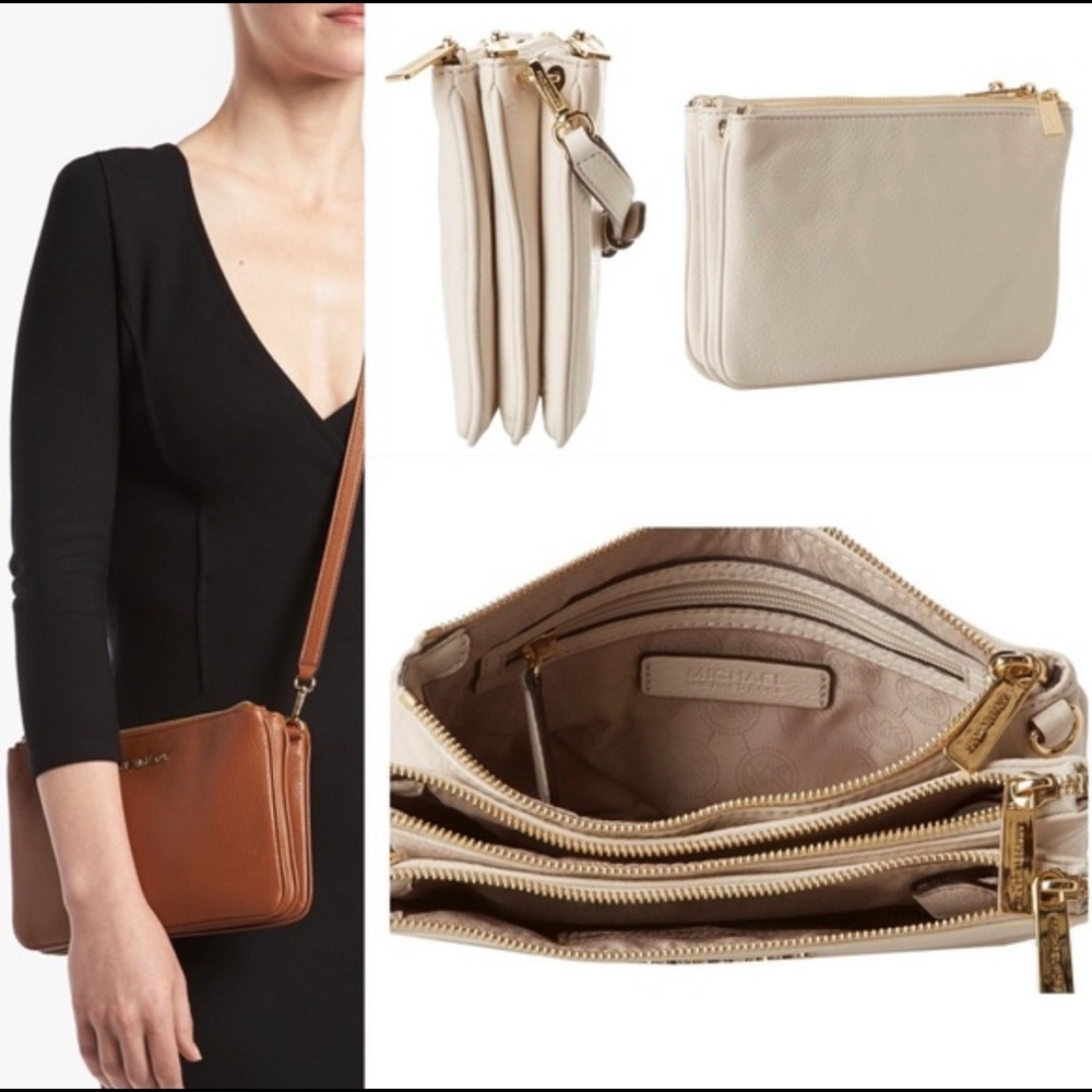MICHAEL by Michael Kors 3 Zipper crossbody- soft leather green